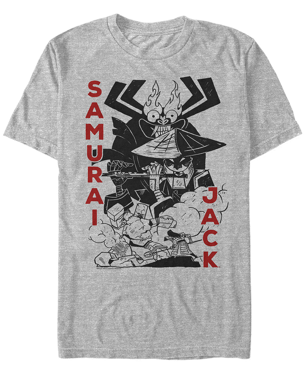 Футболка Men's Samurai Jack Aku Battle Woodblock Print Short Sleeve T- shirt