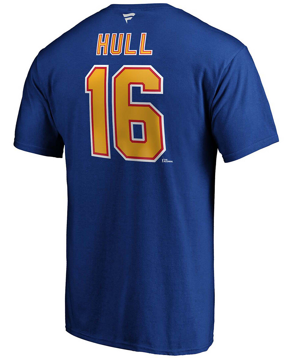 Футболка Men's Brett Hull Blue St. Louis Blues Authentic Stack Retired Player Name and Number T-shirt