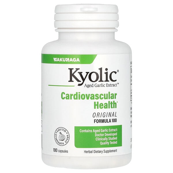 Kyolic, Aged Garlic Extract, выдержанный экстракт чеснока, добавка для здоровья сердечно-сосудистой системы, оригинальный состав Formula 100, 600 мг, 100 капсул (300 мг в 1 капсуле)