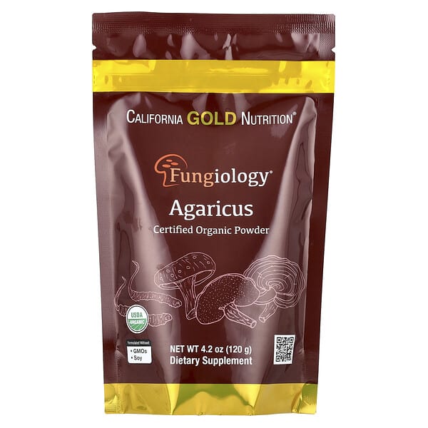 California Gold Nutrition, Fungiology®, порошок из сертифицированного органического агарика, 120 г (4,2 унции)