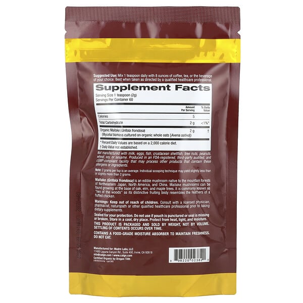 California Gold Nutrition, Fungiology®, Certified Organic Maitake Powder, 4.2 oz (120 g)