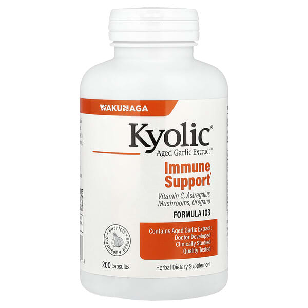 Kyolic, Aged Garlic Extract, выдержанный экстракт чеснока, для иммунитета, формула 103, 200 капсул