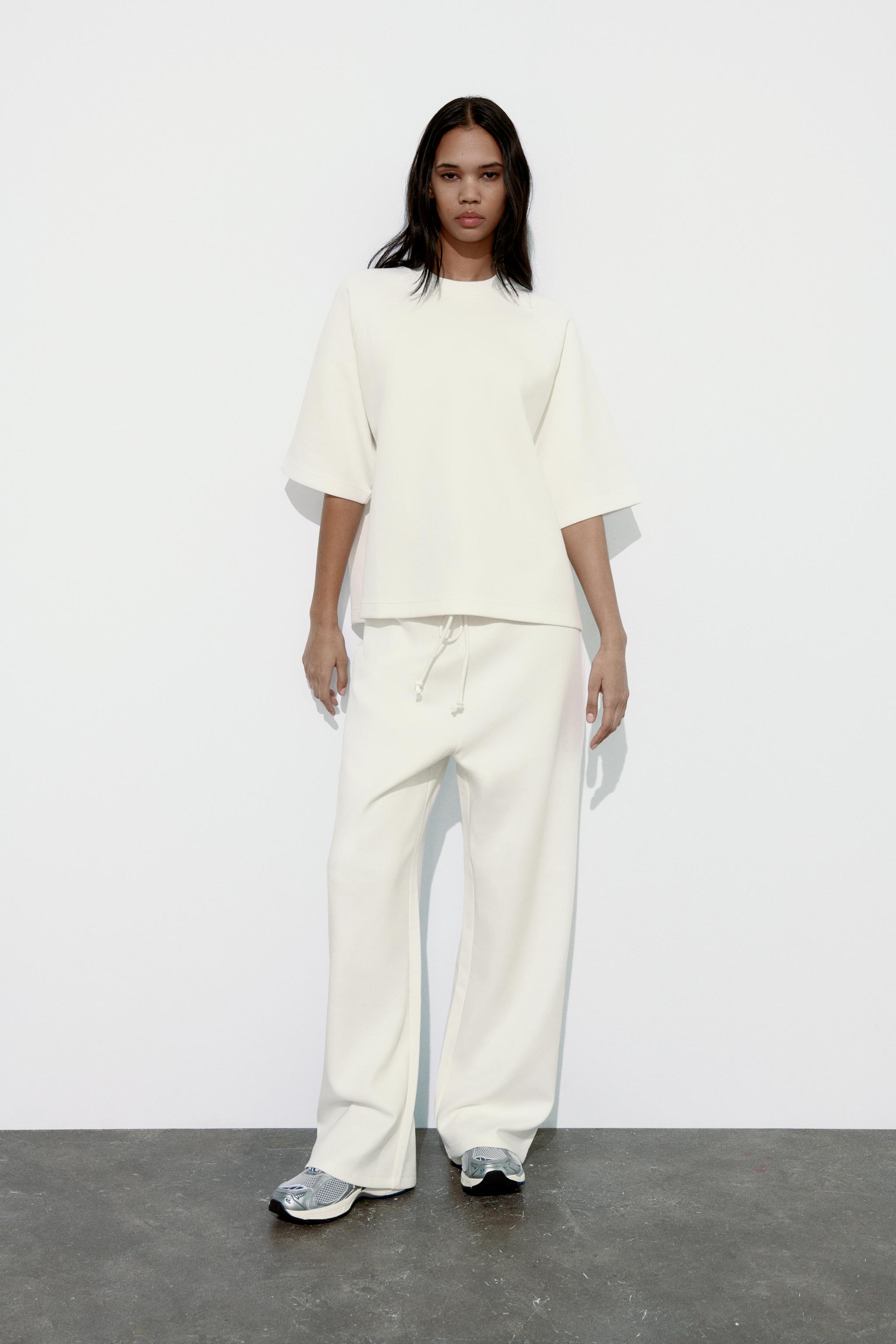 Футболка Zara OVERSIZED INTERLOCK T-SHIRT | White – купить в