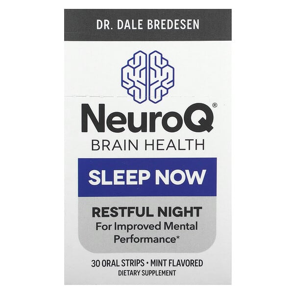 LifeSeasons, NeuroQ Brain Health, Sleep Now, мята, 30 пероральных полосок
