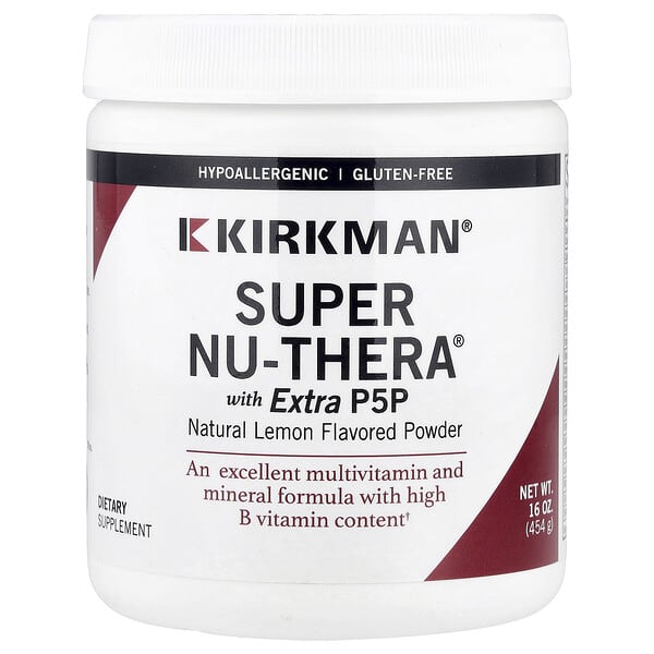Kirkman Labs, Super Nu-Thera в порошке с P-5-P, натуральным лимоном, 454 г (16 унций)