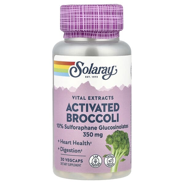 Solaray, Vital Extracts, активированная брокколи, 350 мг, 30 растительных капсул