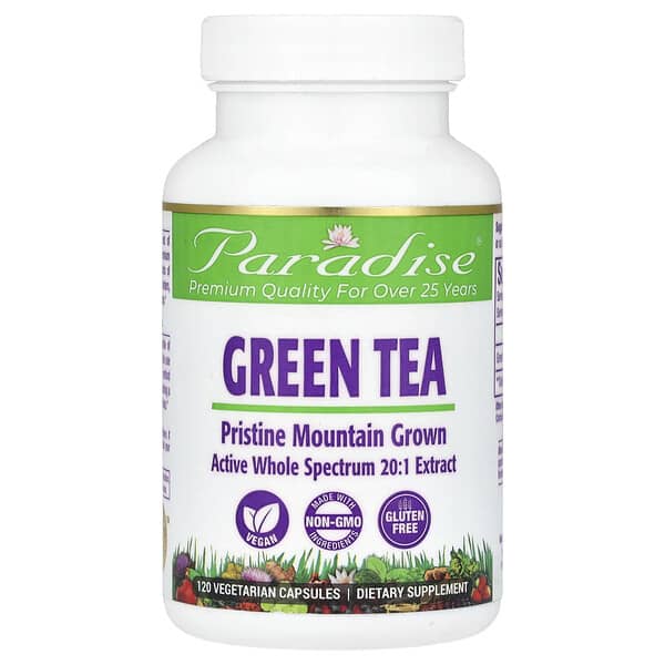 Paradise Herbs, Зеленый чай, 250 мг, 120 вегетарианских капсул