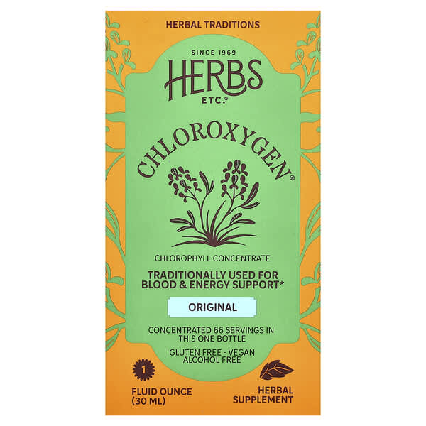 Herbs Etc., ChlorOxygen®, концентрат хлорофилла, без спирта, 50 мг, 30 мл (1 жидк. унция)