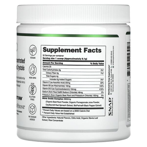 Snap Supplements, Оксид азота, органическая свекла, яблоко, 250 г (8,8 унции)