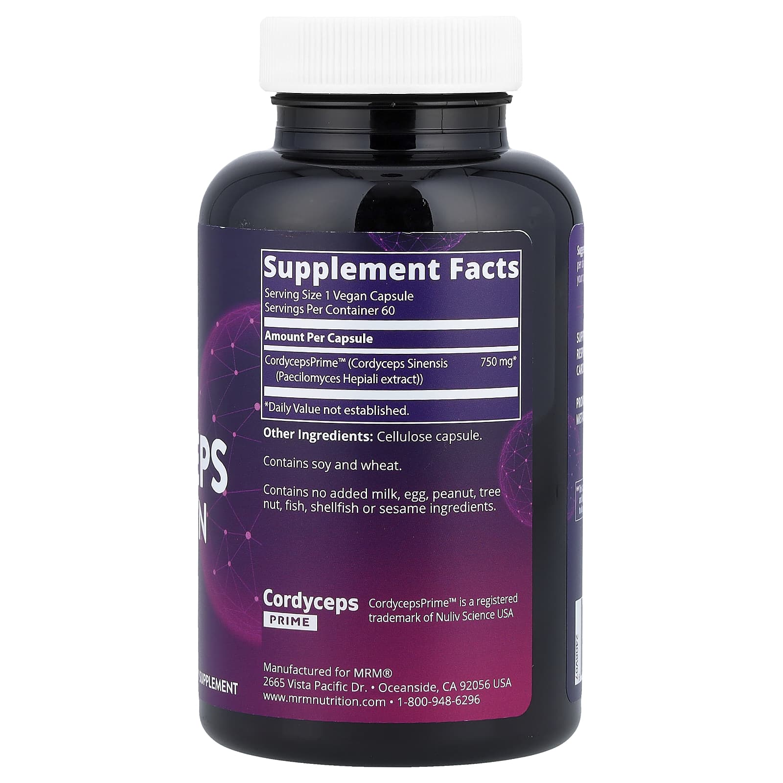 MRM Nutrition, кордицепс CS-4, 750 мг, 60 веганских капсул