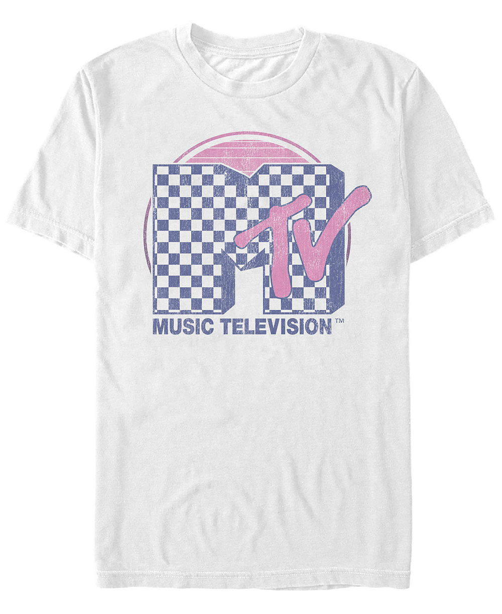 Футболка Men's Checkered Pattern Sunset Color Fill Logo Short Sleeve T- shirt