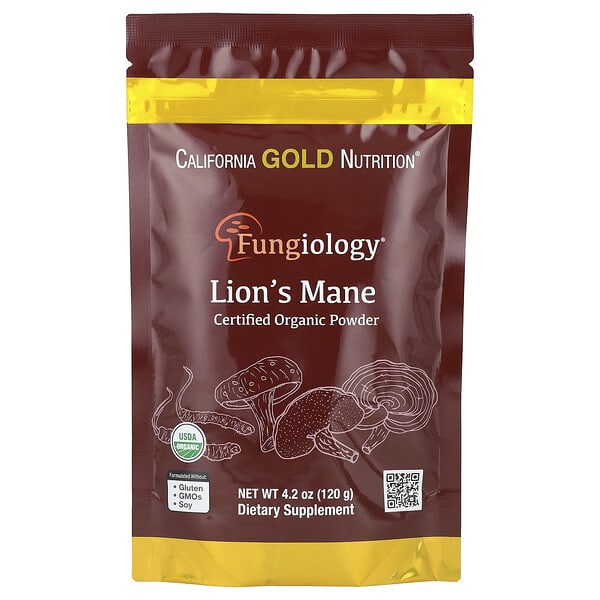 California Gold Nutrition, Fungiology®, порошок из сертифицированного органического ежовика гребенчатого, 120 г (4,2 унции)