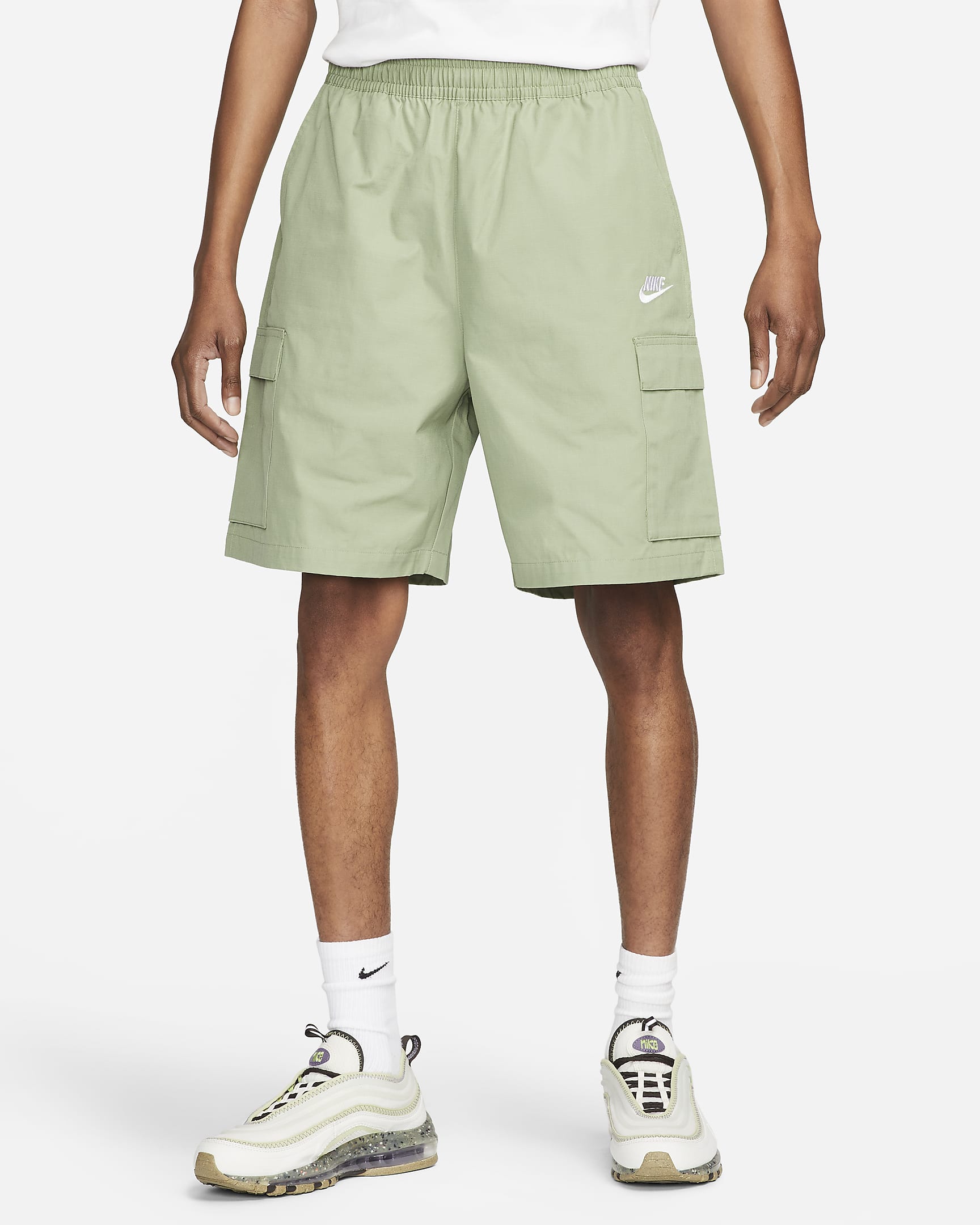 Nike Club Men s Woven Cargo Shorts Oil Green White Qwixit 7475