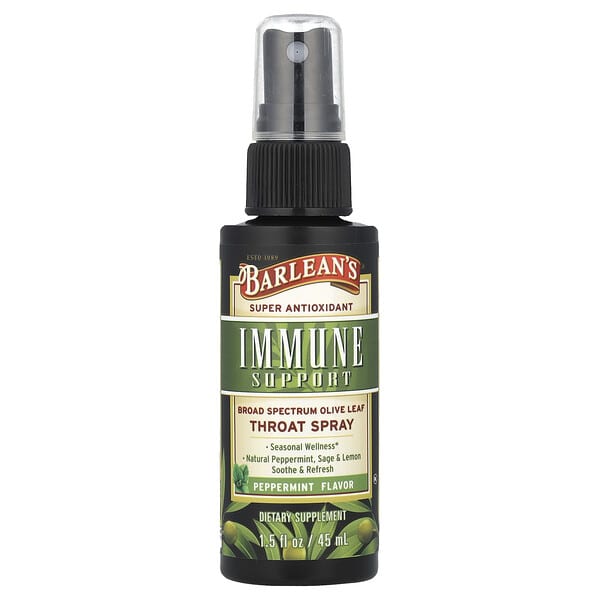 Barlean's, Olive Leaf Complex, спрей для горла на основе оливковых листьев, со вкусом перечной мяты, 45 мл (1,5 жидк. унции)