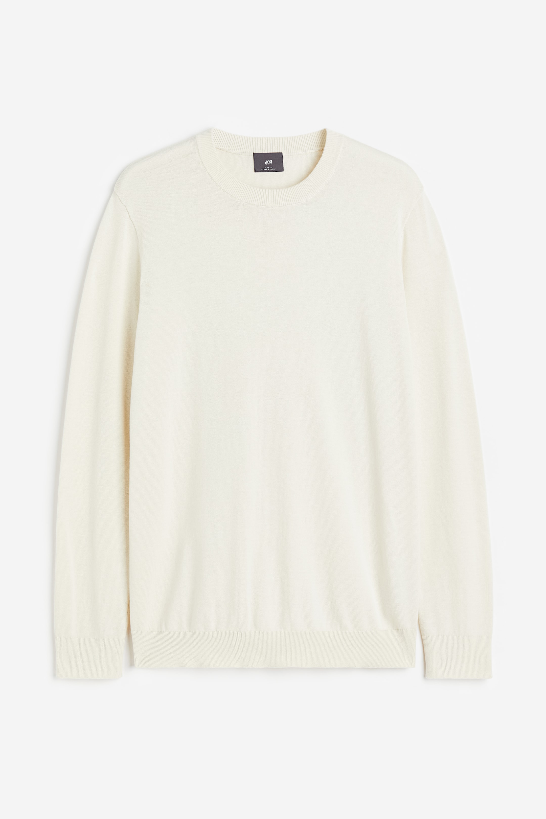 H M Slim Fit Fine knit Cotton Sweater Cream Qwixit 2668