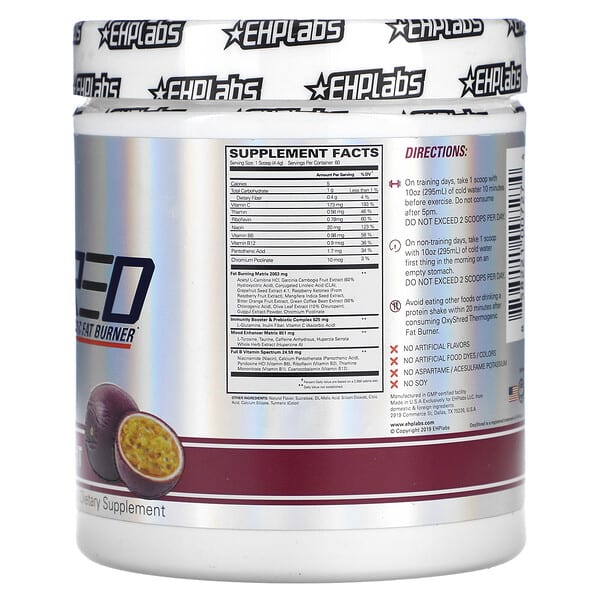 EHPlabs, Oxyshred, термогенное средство для сжигания жира, маракуйя, 264 г (9,3 унции)