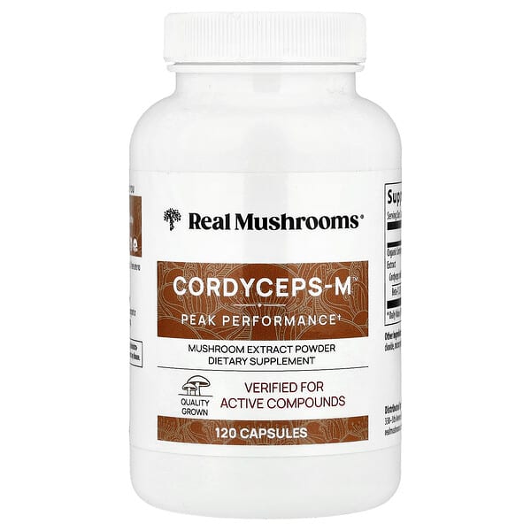 Real Mushrooms, Cordycep-M, экстракт грибов в порошке, 120 капсул