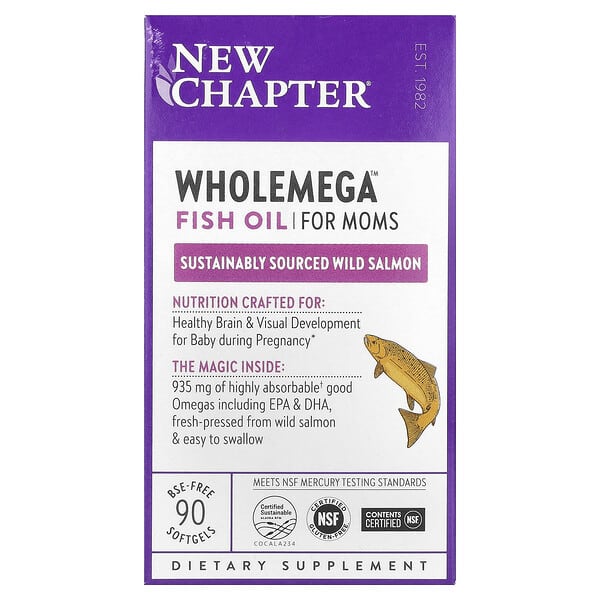 New Chapter, Wholemega, рыбий жир для здоровья мам, 90 мягких таблеток