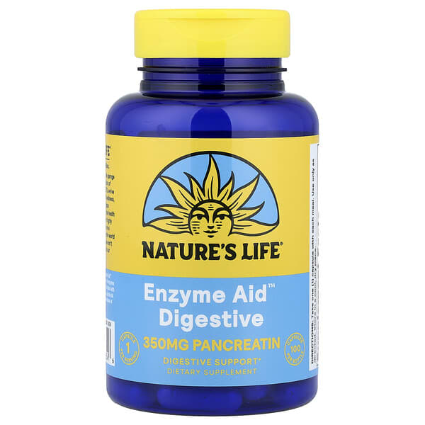 Nature's Life, Enzyme Aid, для пищеварительной системы, 100 капсул
