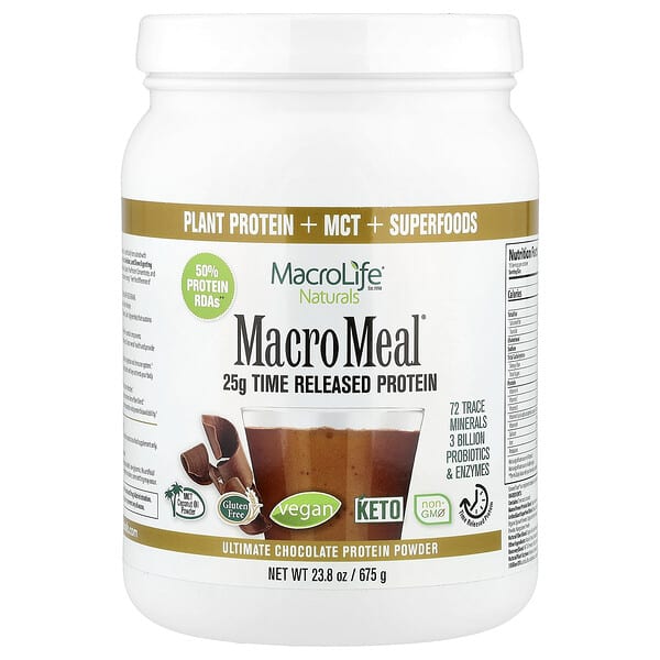 Macrolife Naturals, MacroMeal, протеиновый порошок высшего качества, шоколад, 675 г (23,8 унции)