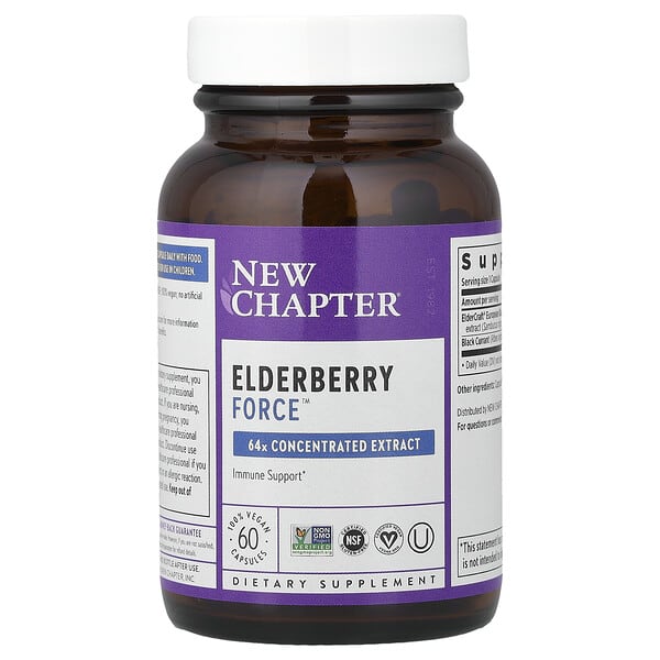 New Chapter, Elderberry Force, 60 веганских капсул