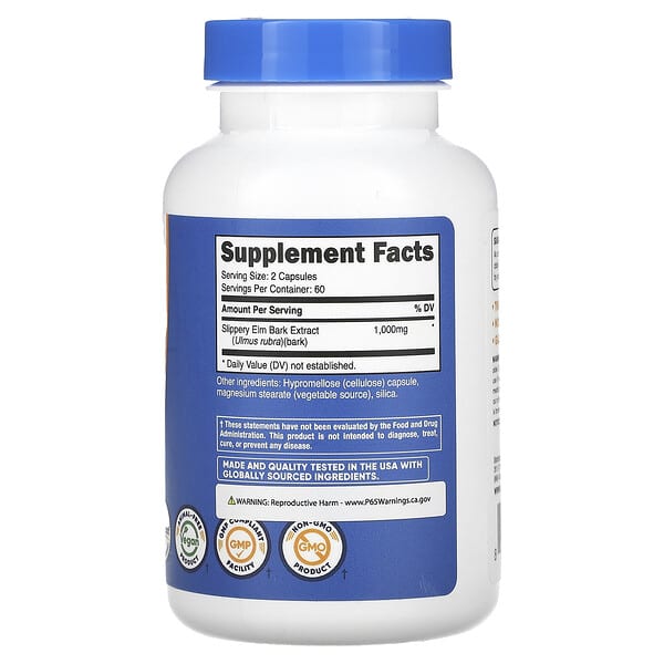 Nutricost, кора красного вяза, 1000 мг, 120 капсул (500 мг в 1 капсуле)