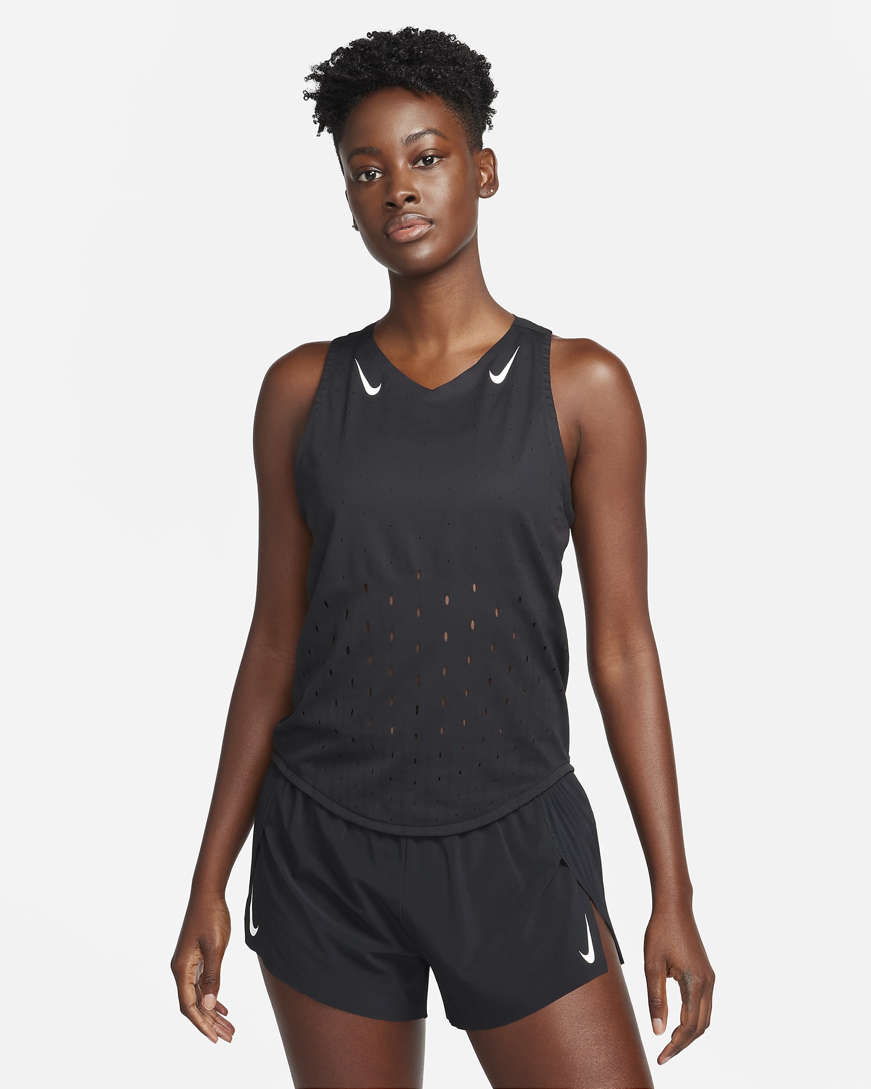 Nike AeroSwift Women s Dri FIT ADV Running Singlet Black White Qwixit 9315