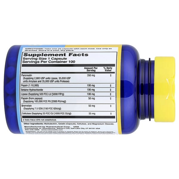 Nature's Life, Enzyme Aid, для пищеварительной системы, 100 капсул