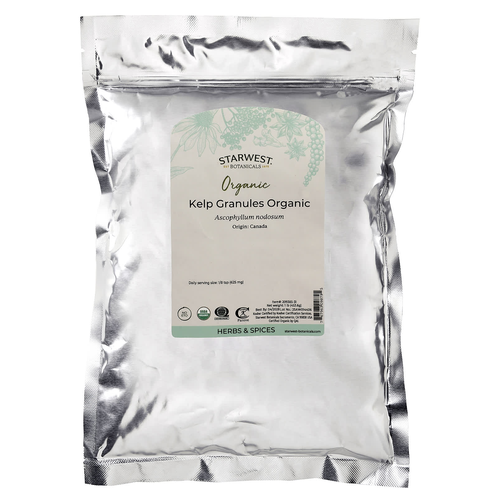 Starwest Botanicals, Гранулы из органических водорослей, 453,6 г (1 фунт)
