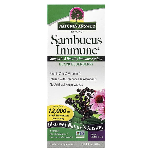 Nature's Answer, Sambucus Immune, черная бузина, 12 000 мг, 240 мл (8 жидк. унций)
