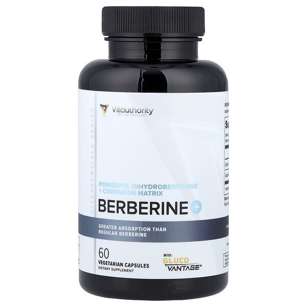 Vitauthority, Berberine Plus с дигидроберберином и цейлонской корицей, 60 вегетарианских капсул