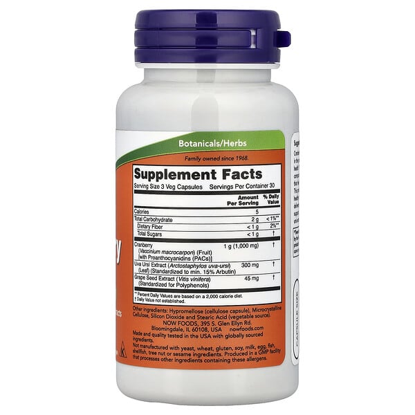 NOW Foods, клюква с проантоцианидинами, 90 вегетарианских капсул