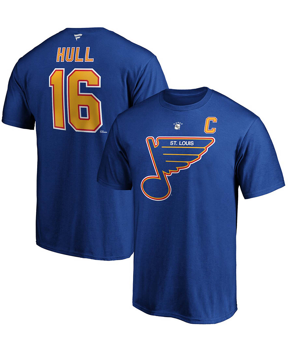 Футболка Men's Brett Hull Blue St. Louis Blues Authentic Stack Retired Player Name and Number T-shirt