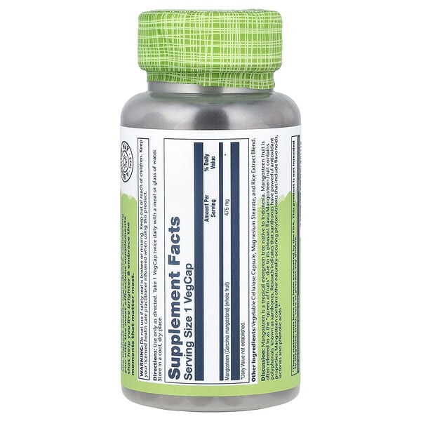 Solaray, True Herbs, мангостан, 475 мг, 100 растительных капсул