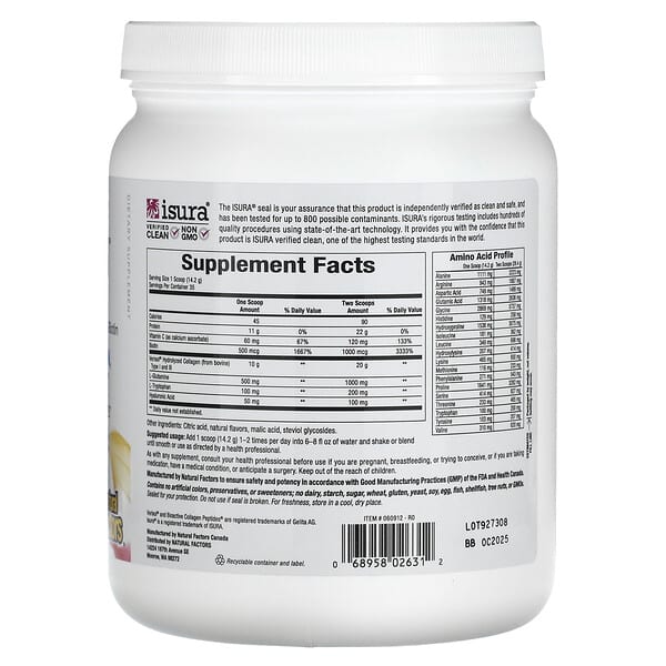 Natural Factors, Total Body Collagen, биоактивные пептиды, апельсин, 500 г (1 фунт 1 унция)