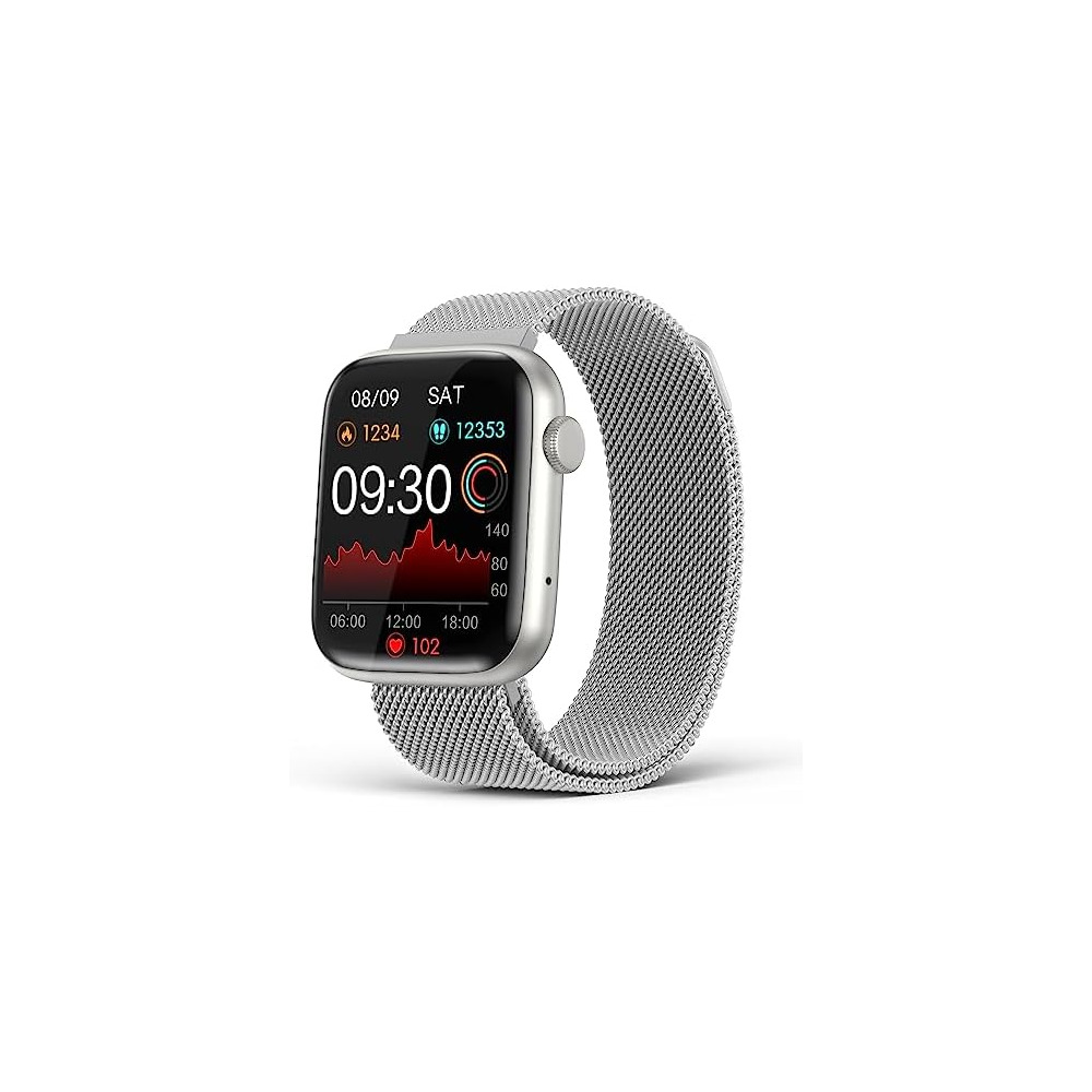 EarlySincere Smart Watches for Men Women 1.9 HD Full Touch Screen Fitness Tracker IP67 Waterproof Smartwatch with Heart Rate Blood Oxygen Blood Pressure Sleep Monitor for Android and