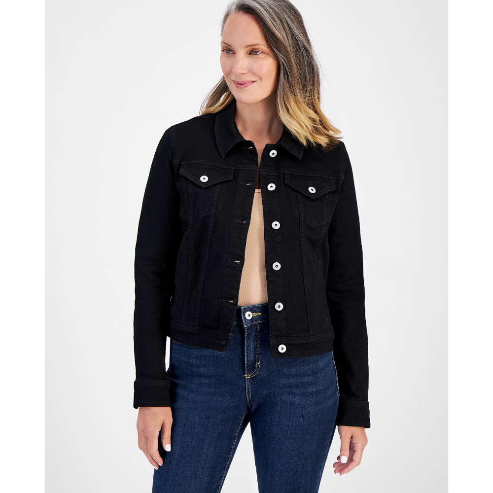 Macy's black denim jacket store