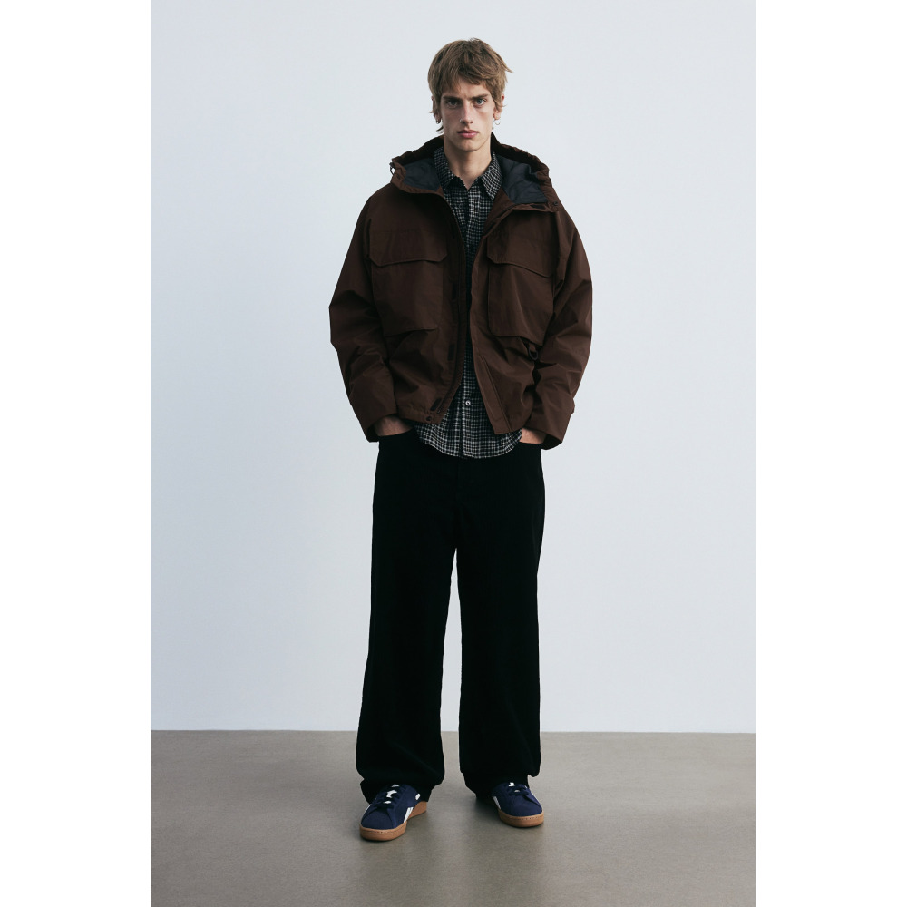 H M Loose Fit Water Repellent Windbreaker Dark brown Qwixit 7859