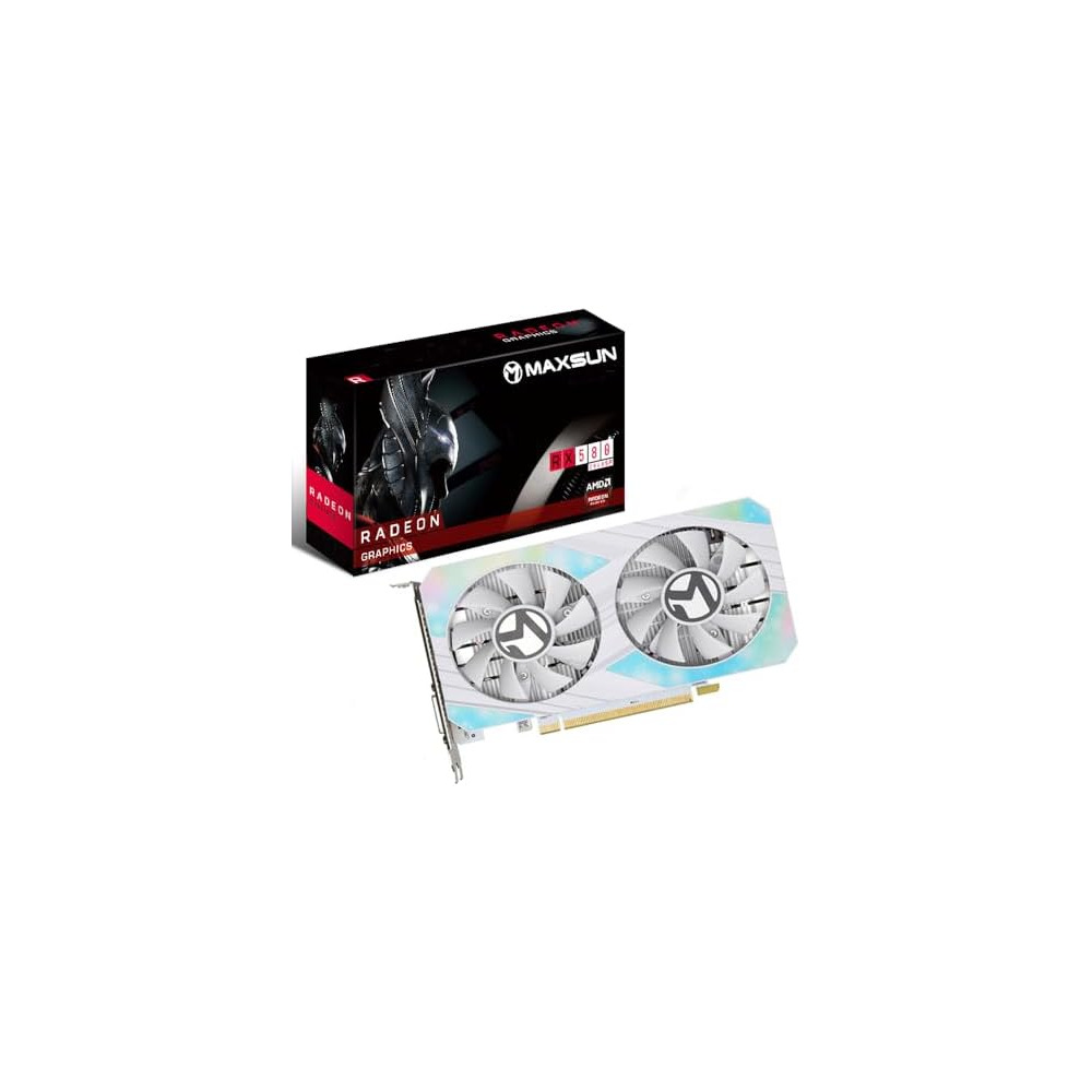 maxsun AMD Radeon RX 580 8GB 2048SP GDDR5 Computer Video Graphics Card GPU for PC Gaming 256 Bit DirectX 12 DVI HDMI DisplayPort Multi Monitors Extend White Qwixit