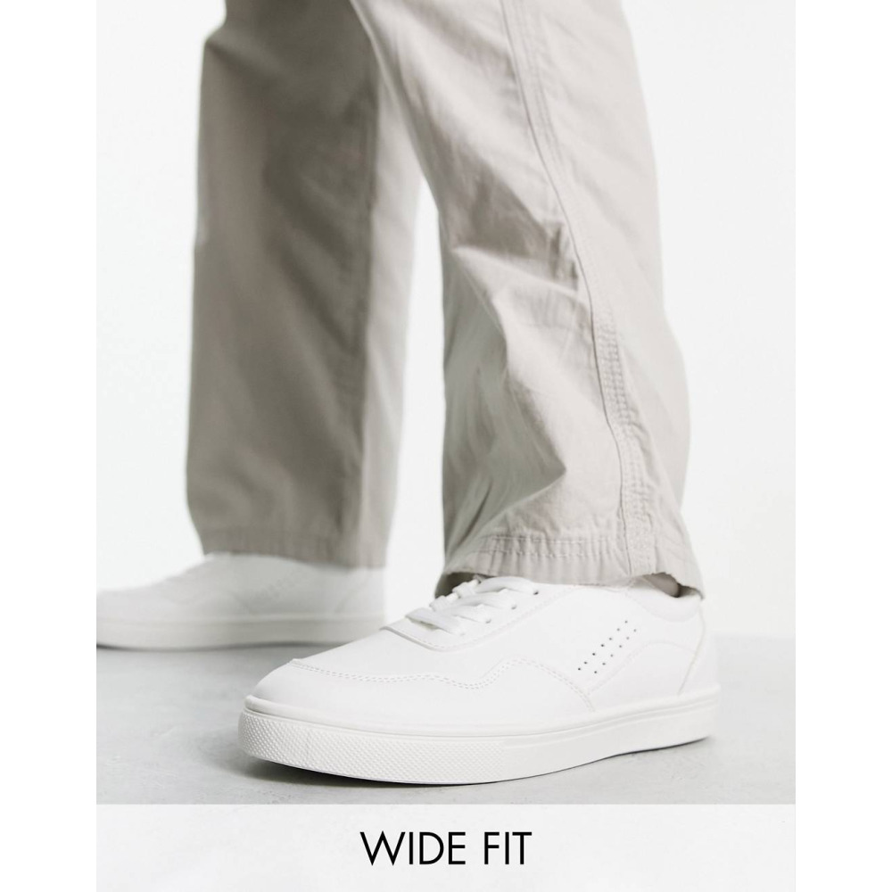 Wide fit white leather trainers cheap