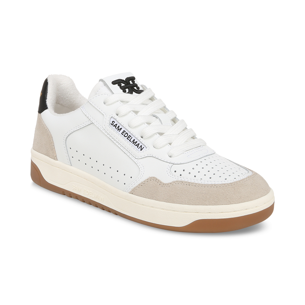Sam Edelman Women s Harper Lace Up Low Top Court Sneakers White Black Leather Qwixit 9880