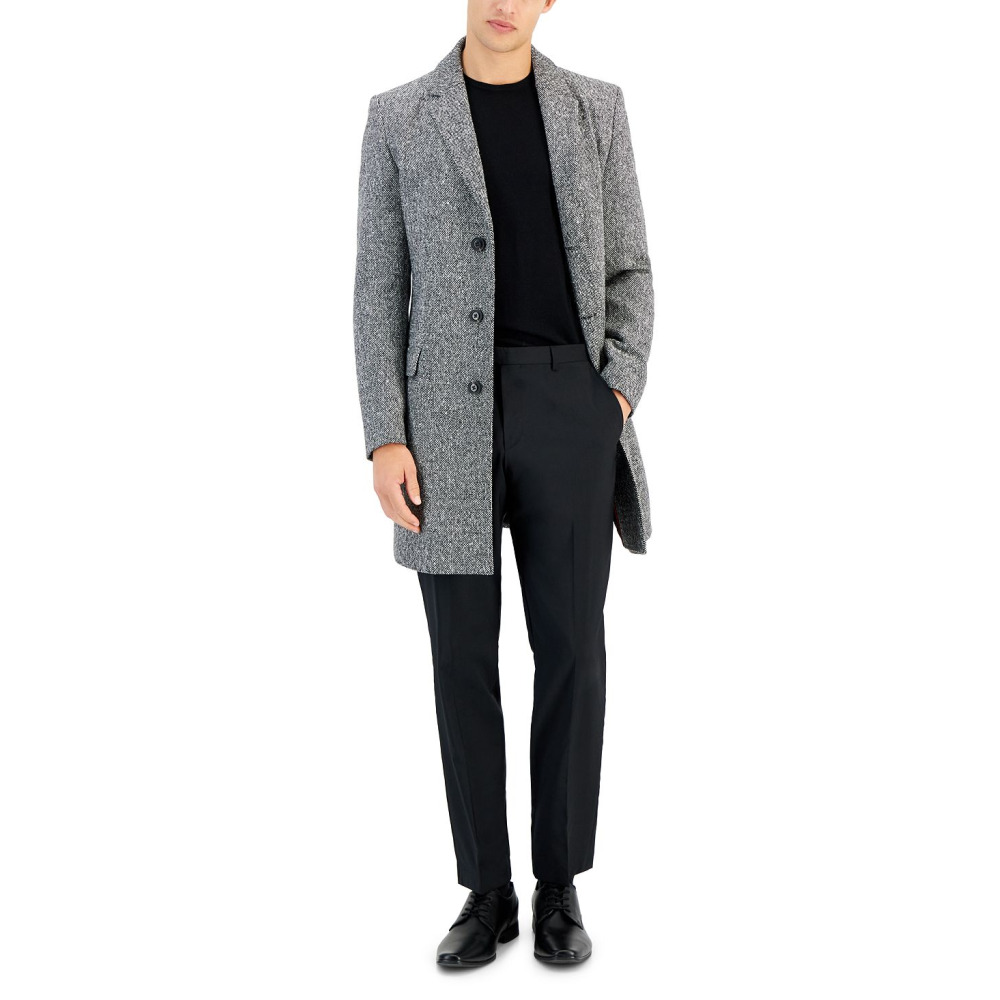 HUGO Men s Slim Fit Migor Charcoal Overcoat CHARCOAL Qwixit