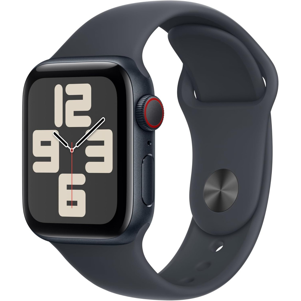 Apple Watch SE GPS Cellular 40mm Smartwatch with Midnight Aluminium Case with Midnight Sport Band S M. Fitness and Sleep Trackers Crash Detection Heart Rate Monitor Retina Display