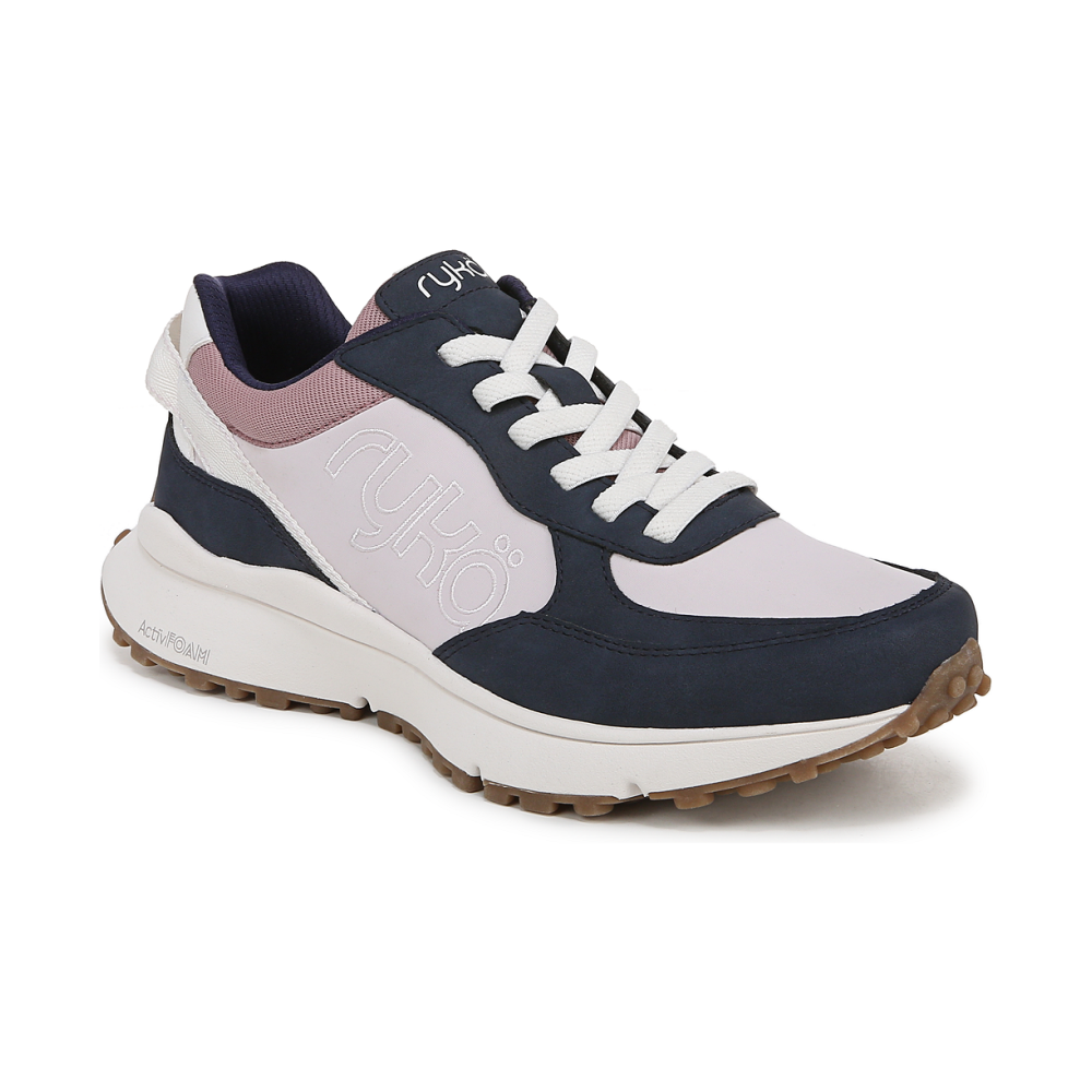 Ryka Women s Jog On Slip On Sneakers Lilac Navy Fabric Faux Suede Qwixit 11460