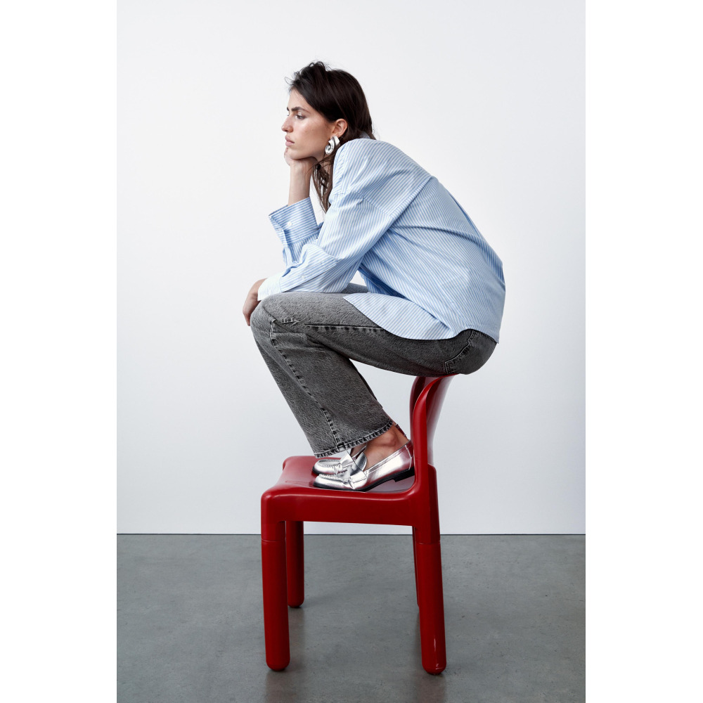 Zara silver loafers on sale