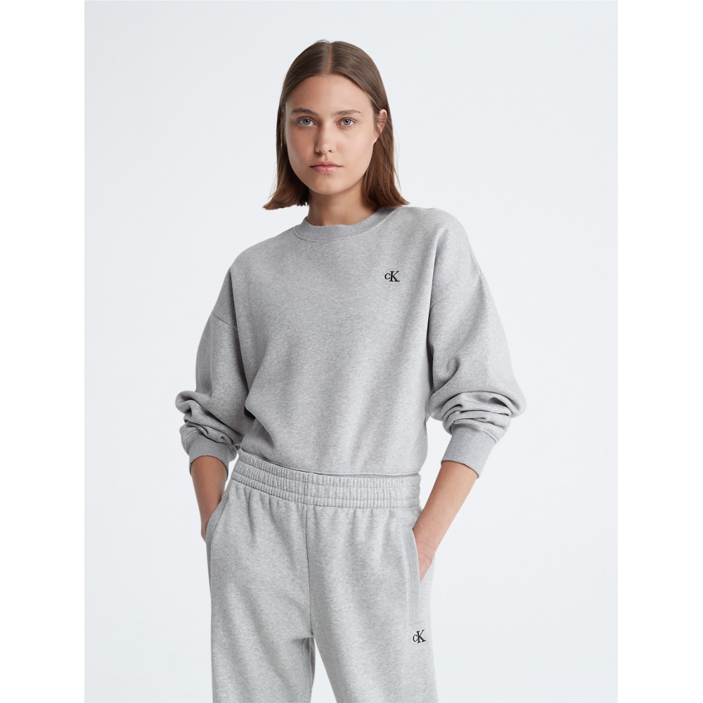 Calvin Klein Archive Logo Fleece Cropped Sweatshirt Heroic Grey Heather Qwixit 6528