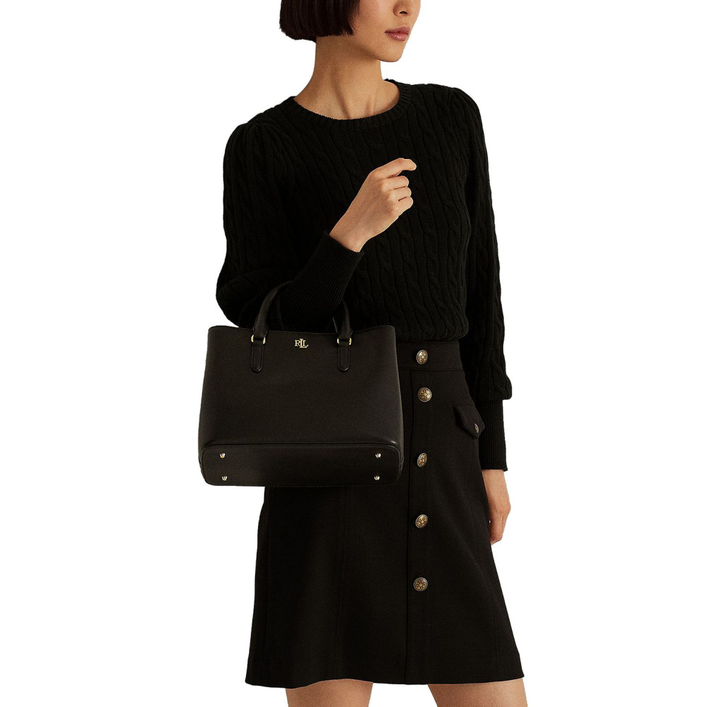 Lauren Ralph Lauren C Leather Small Marcy Satchel BLACK Qwixit