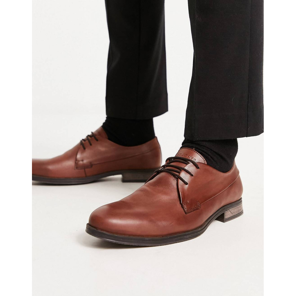 Jack Jones leather derby shoe in brown Qwixit 7878