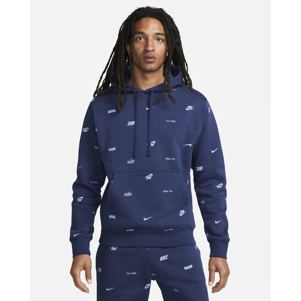 Nike men's sportswear club fleece swoosh allover print pullover hoodie sale