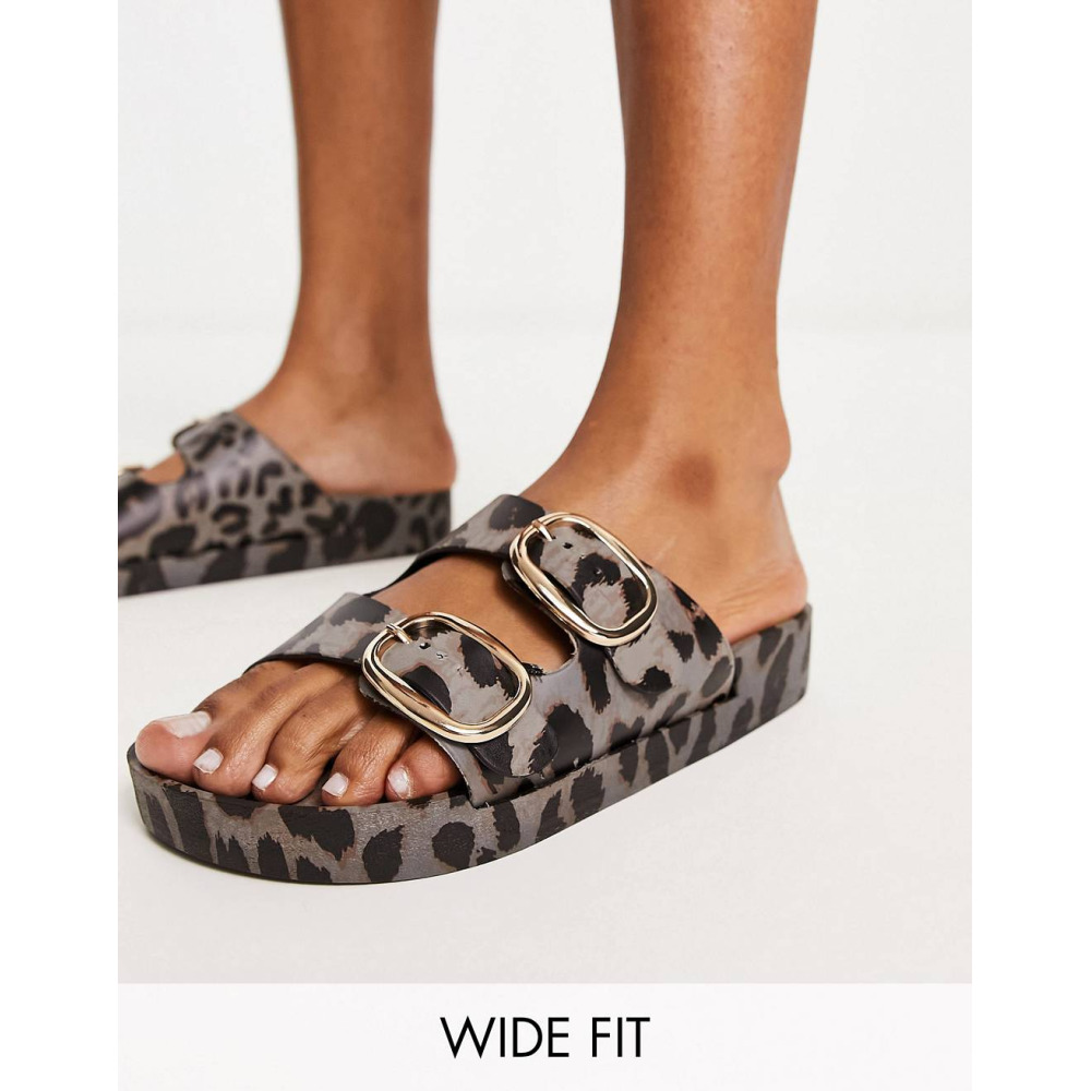 Leopard print sandals wide fit top